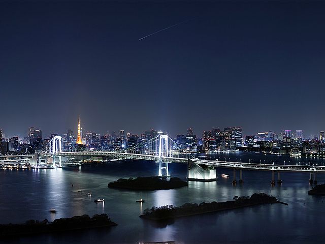 グランドニッコー東京台場 夜景、レインボーブリッジ側