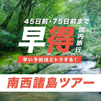 JALで行く!早期割引 南西諸島ツアー 奄美大島・屋久島・与論島イメージ