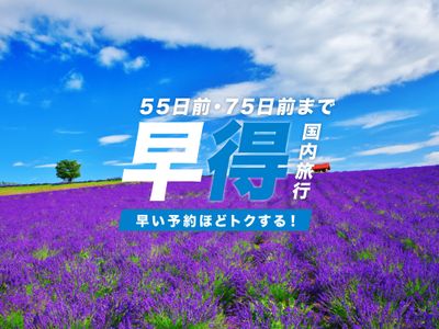 JALで行く北海道早割ツアー｜75日前・55日前予約が一番お得イメージ